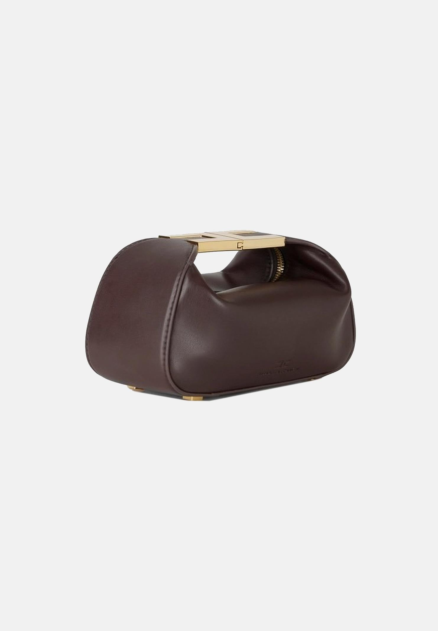 ELISABETTA FRANCHI Borsa a mano cacao da donna con manico gioiello<BR/> BS07A62E2 644 ELISABETTA FRANCHI 