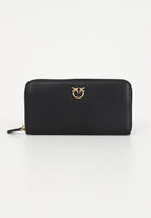 PINKO Portafogli zip-around in morbida pelle mano seta nero da donna 100250A0F1 Z99Q PINKO 