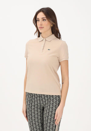LACOSTE Polo a manica corta beige da donna con patch logo PF7839 X6F LACOSTE 