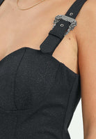 VERSACE JEANS COUTURE Abito midi nero da donna con fibbie Baroque 79HAO954J0240 899 VERSACE JEANS COUTURE 