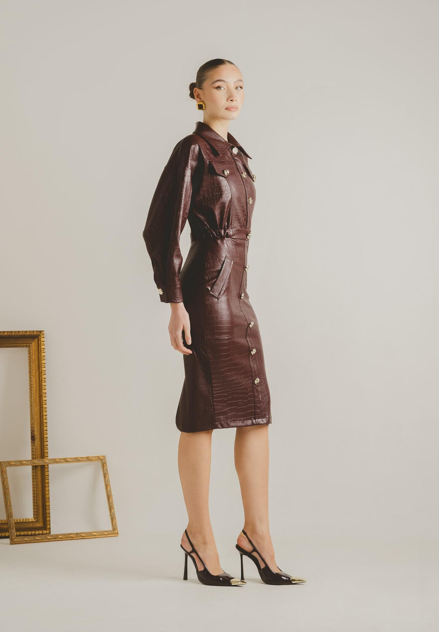 SANTAS Abito midi MYSTÈRE bordeaux da donna PV2618 BO SANTAS 