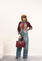 ONLY Camicia a manica lunga da donna con fantasia a quadri nei toni del grigio, bordeaux e panna 15351443 Gargoyle ONLY 