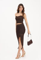 SIMONA CORSELLINI Gonna midi in maglia crochet marrone da donna P26CPGOO0201 V0771 SIMONA CORSELLINI 