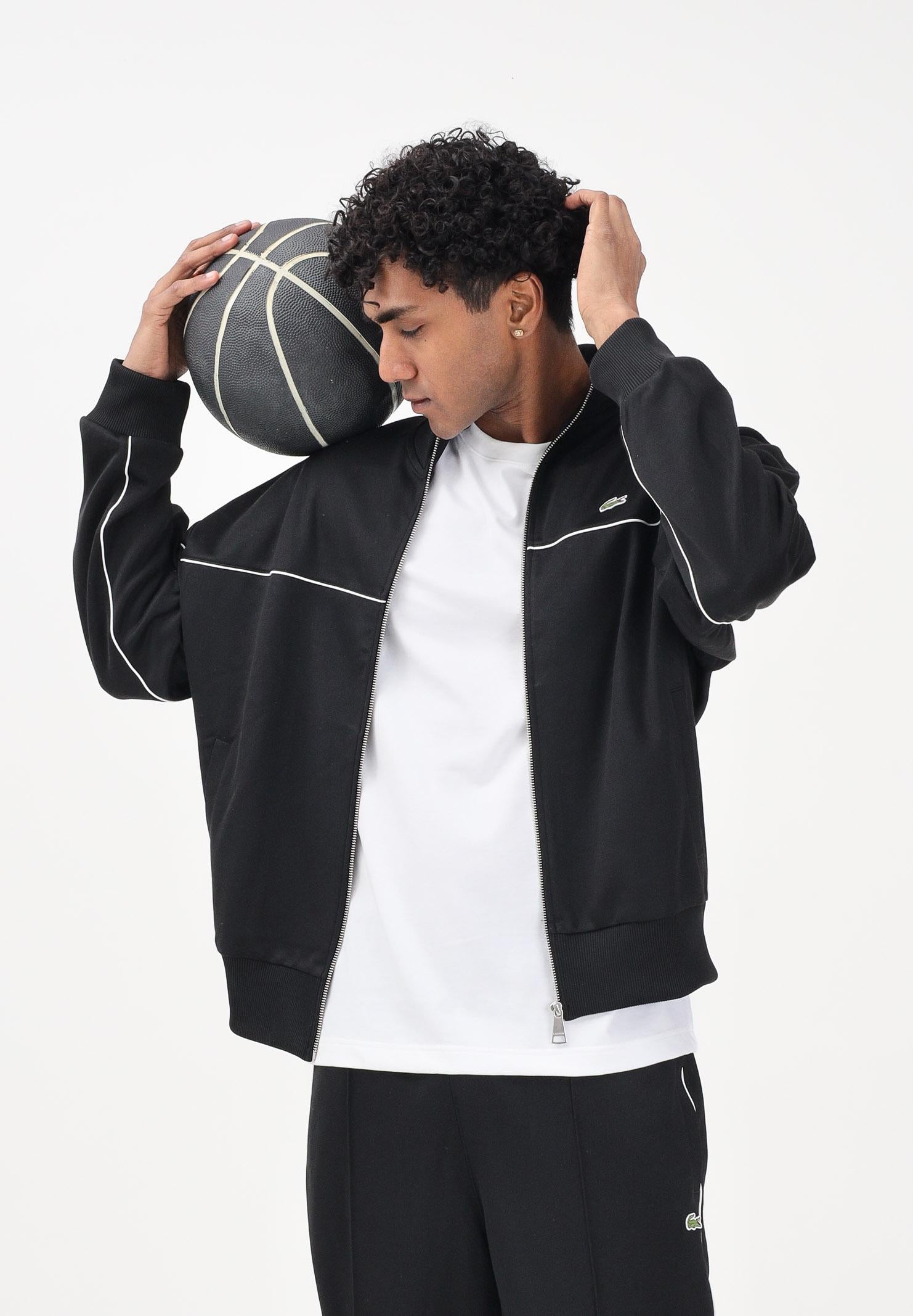 LACOSTE Felpa con zip nera da uomo SH0627 031 LACOSTE 