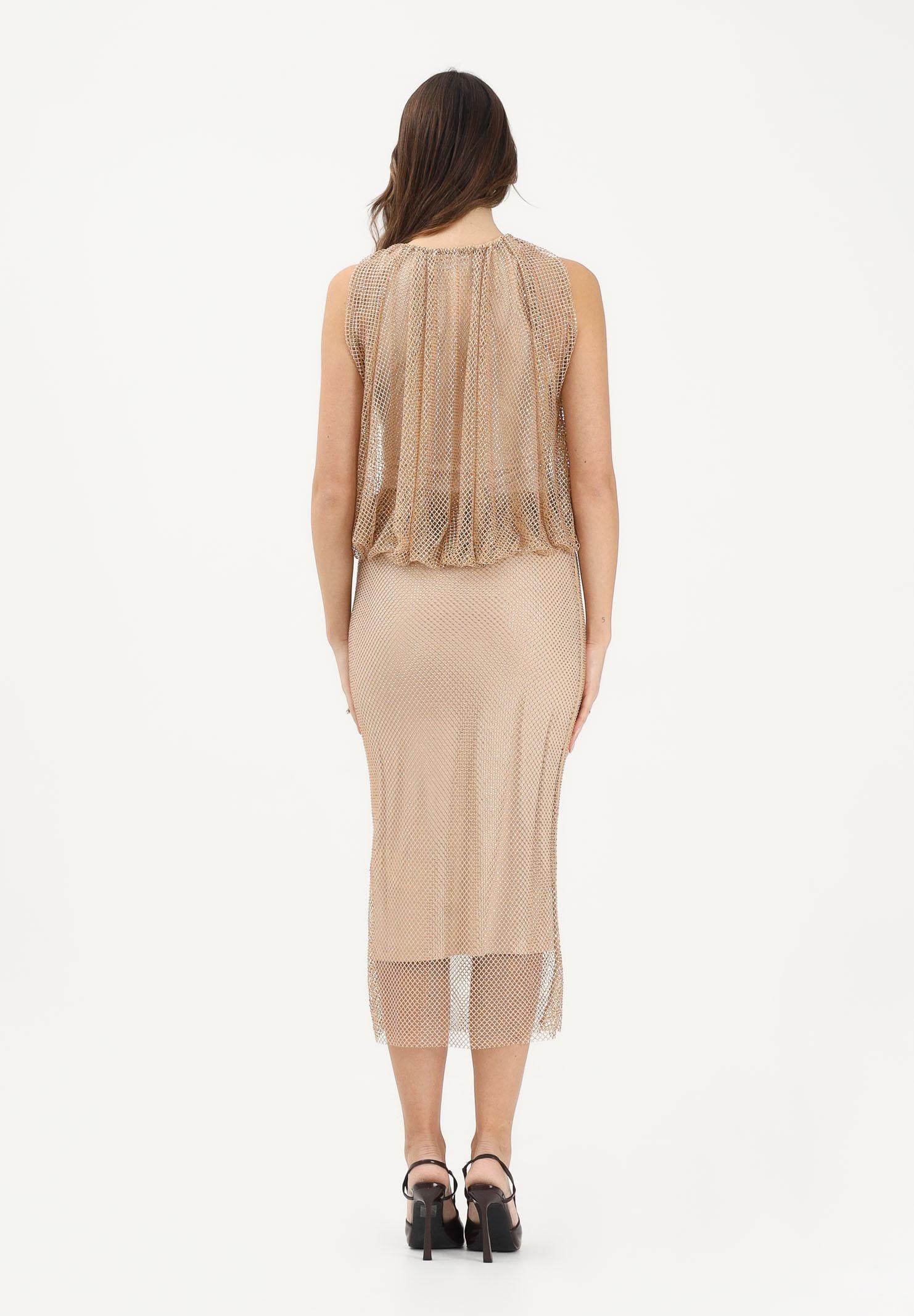 SPORTMAX Abito midi SPXPAPPA oro da donna in rete con strass 2612621071600 003 SPORTMAX 