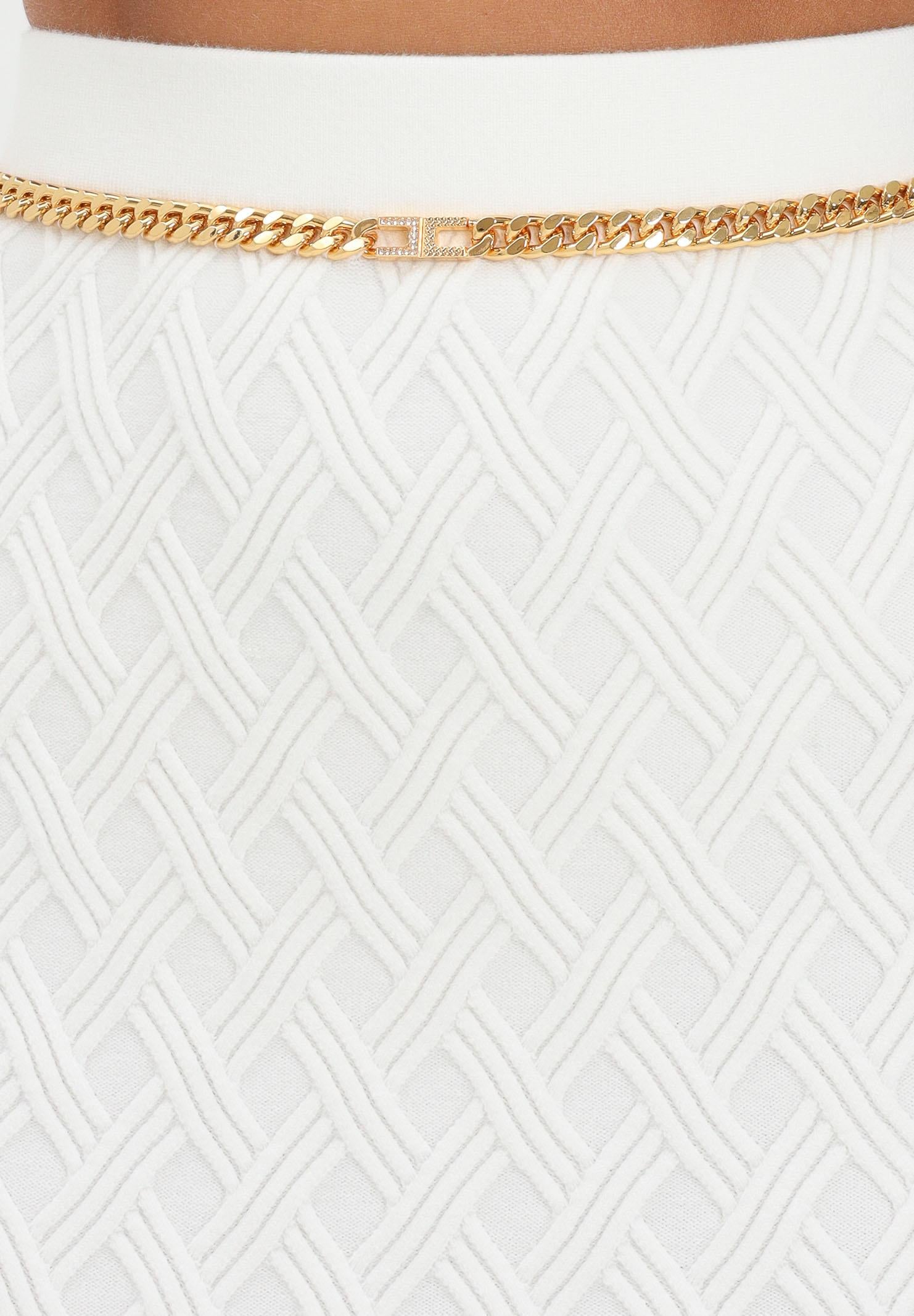 ELISABETTA FRANCHI Gonna midi in maglia avorio da donna GK20B56E2 360 ELISABETTA FRANCHI 