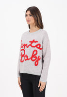 ONLY Maglioncino girocollo grigio da donna con ricamo Santa Baby 15359816 LightGreyMel ONLY 