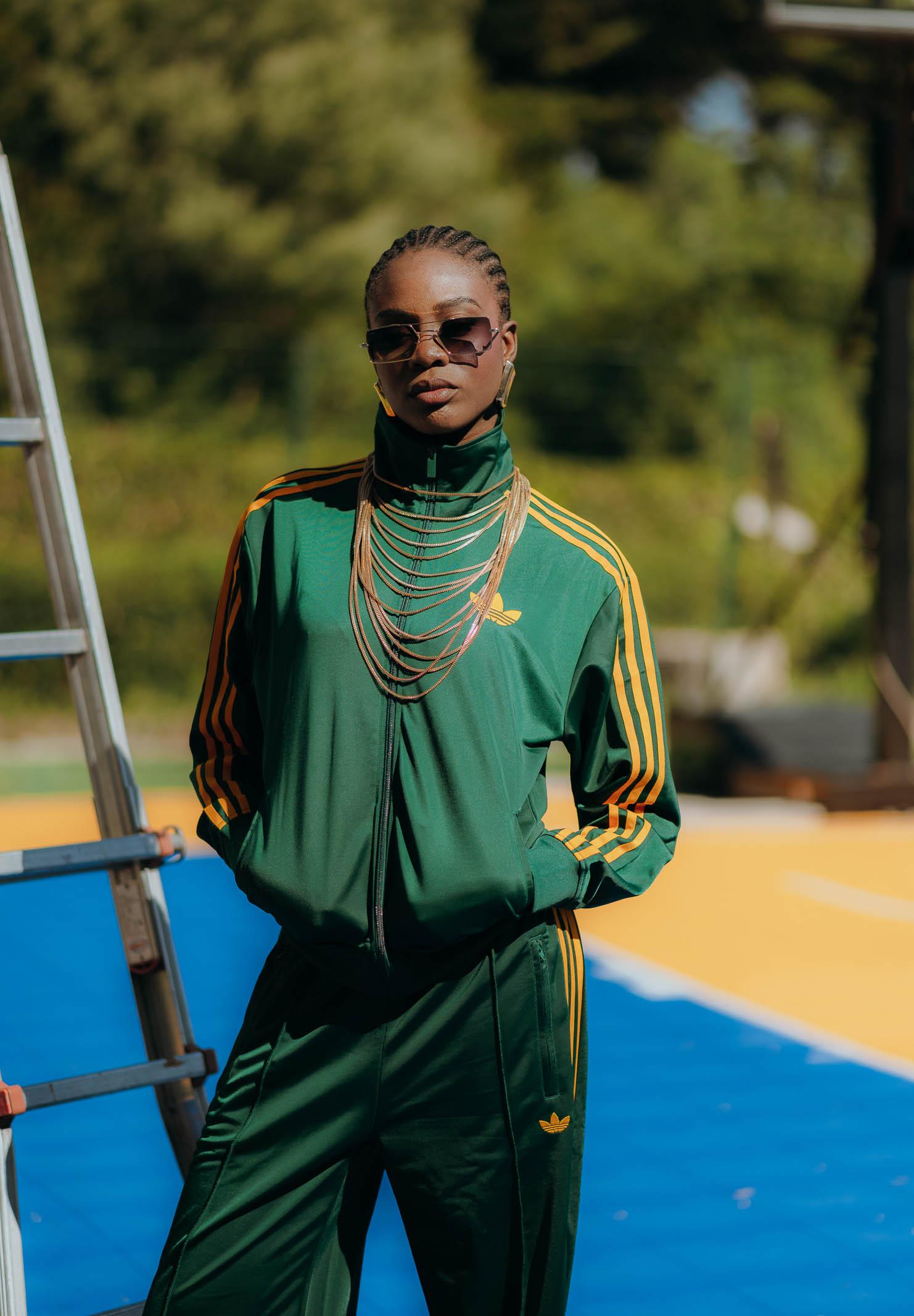 ADIDAS ORIGINALS Felpa con zip adicolor Classic Firebird Loose verde da donna JP2299  ADIDAS ORIGINALS 