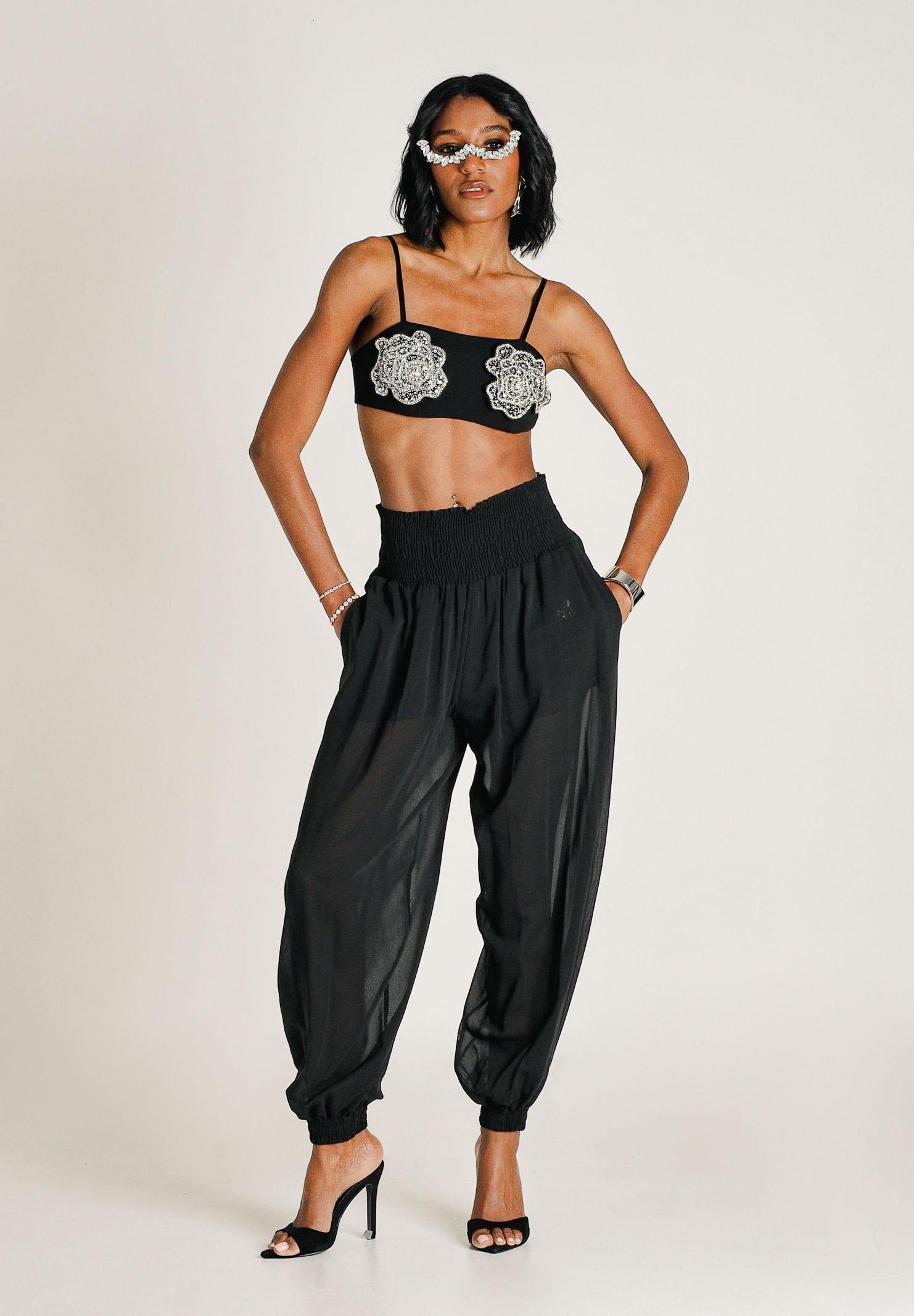 PINKO Pantalone nero da donna ampio e fluido 106845A3B2 Z99 PINKO 