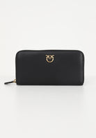 PINKO Portafogli zip-around in morbida pelle mano seta nero da donna 100250A0F1 Z99Q PINKO 