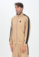 EA7 Felpa con zip beige da uomo rifinita da logo e bande laterali a contrasto 7M000620AF17089 U6171 EA7 