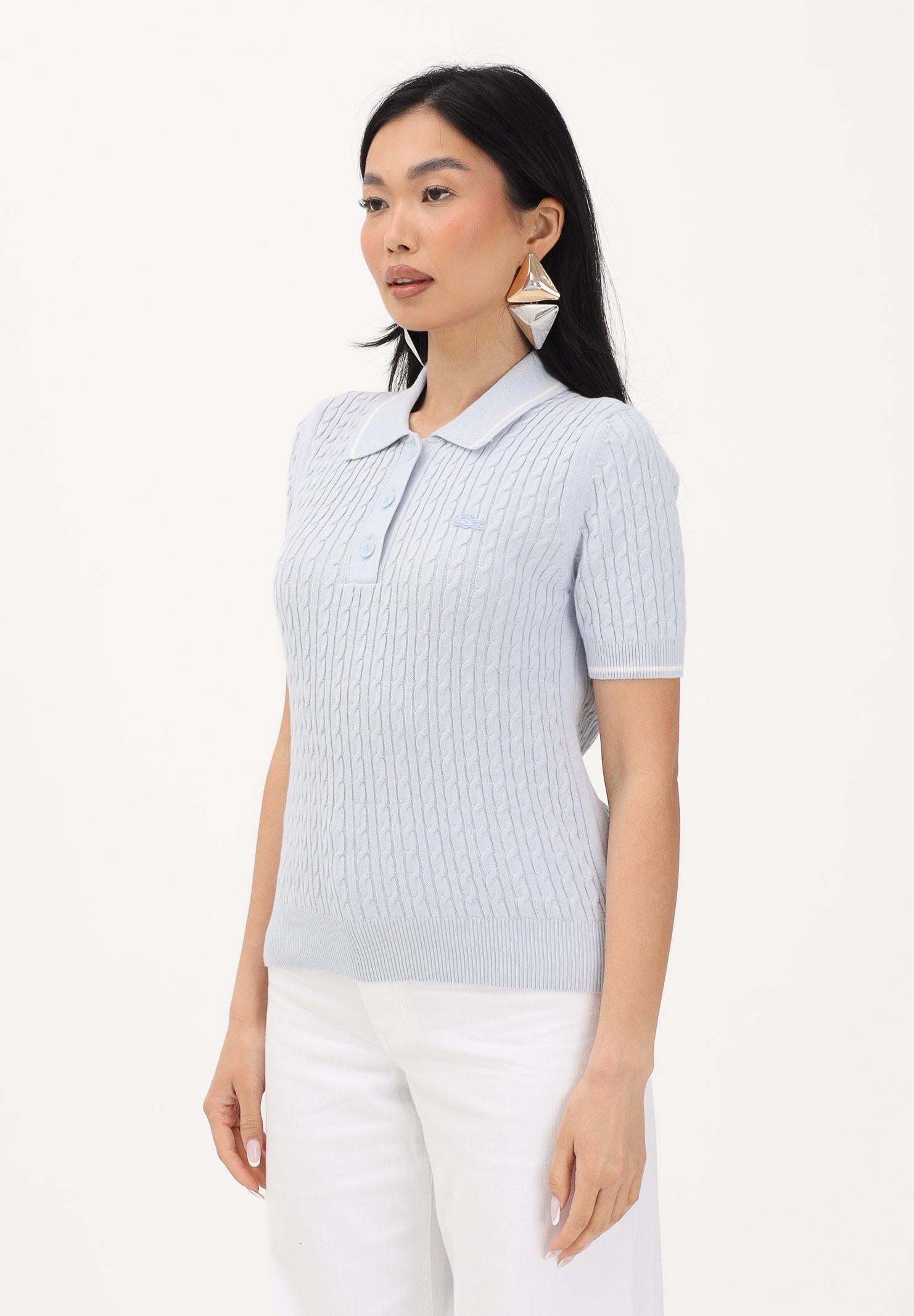 LACOSTE Polo a manica corta in maglia color polvere da donna AF0972 J2G LACOSTE 