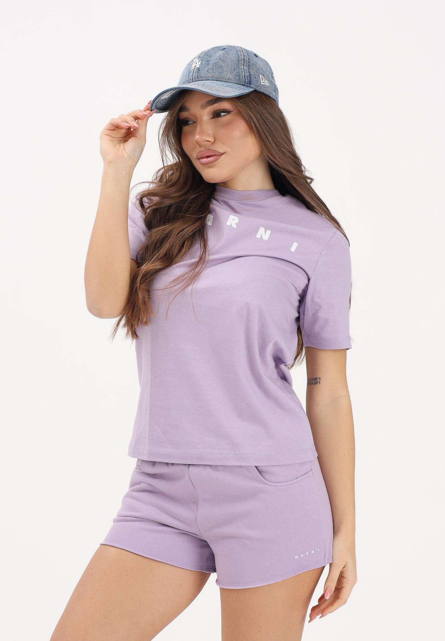 MARNI T-shirt a manica corta lilla per donna, ragazzi e bambini con logo M01601M00RF 0M612 MARNI 