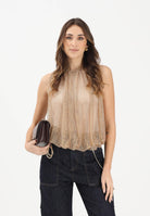 SPORTMAX Canotta SPXNODO oro da donna in rete con strass 2612941061600 003 SPORTMAX 