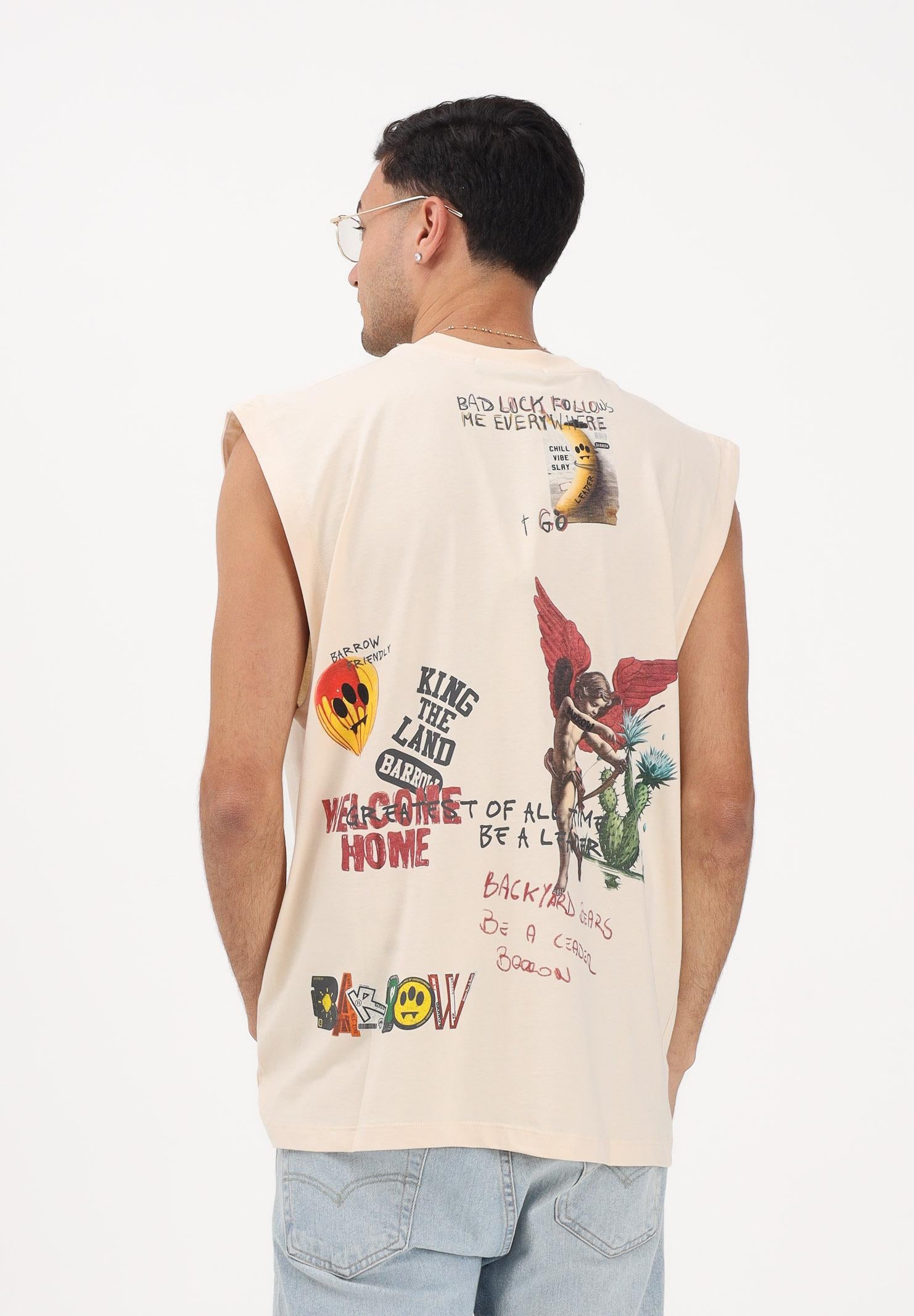 BARROW Canotta crema per uomo e donna con stampe S6BWUATH033 013 BARROW 
