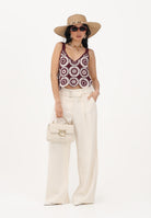 ONLY Pantalone panna da donna con cintura 15367390 CLDA ONLY 
