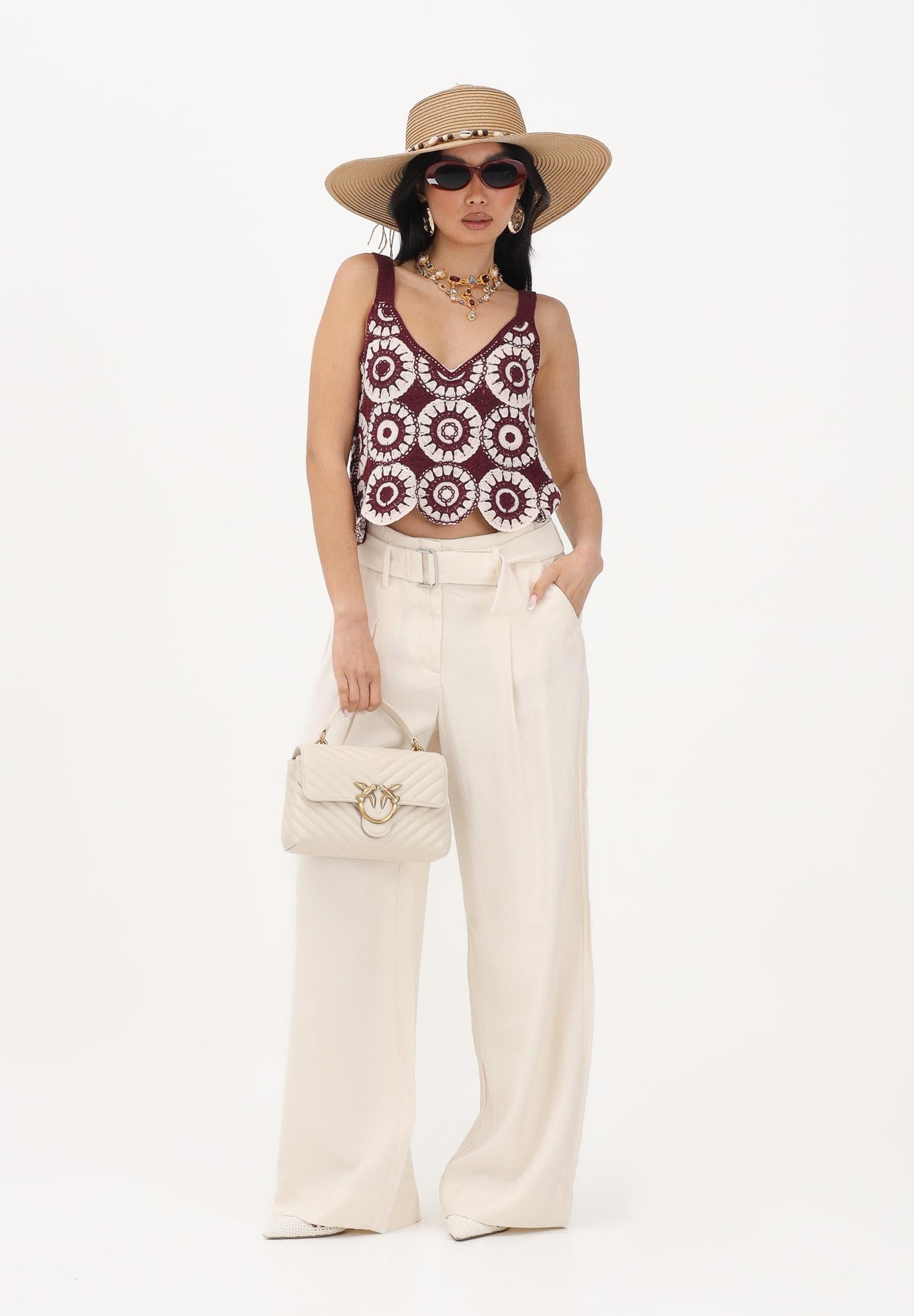 ONLY Pantalone panna da donna con cintura 15367390 CLDA ONLY 