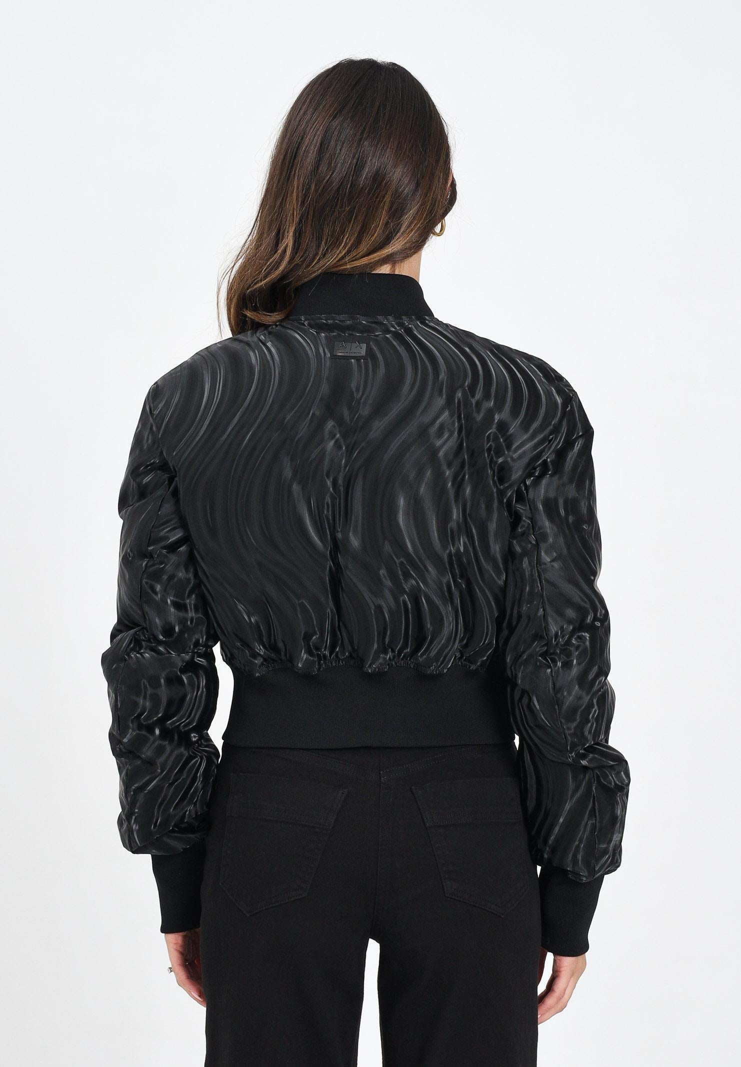ARMANI EXCHANGE Bomber nero da donna con motivo a onde lucide XW000738AF16211 FC102 ARMANI EXCHANGE 