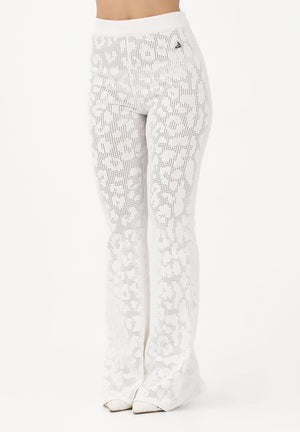 AKEP Pantalone bianco da donna in maglia traforata PTKD13225 V6 AKEP 