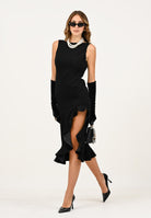 PINKO Abito midi nero da donna con volant<BR/><BR/> 105781A2Q2 Z99 PINKO 