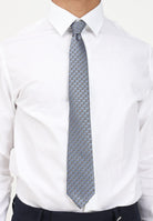 LANVIN Cravatta azzurra da uomo in seta con micro monogramma L 2156/2C . LANVIN 