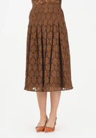 MAX MARA Gonna midi MSTAIRONE marrone da donna realizzata in pizzo a fiore 2616771011600 002 MAX MARA 