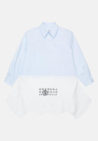 Abito corto bianco e azzurro per donna e bambina composto da camicia e t-shirt M60640MM014 M6C24 MAISON MARGIELA 