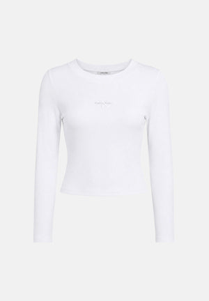 CALVIN KLEIN JEANS Maglia A-LS Monogram Baby Tee color Bright White, bianco, da donna. LV047A803G YAF CALVIN KLEIN 
