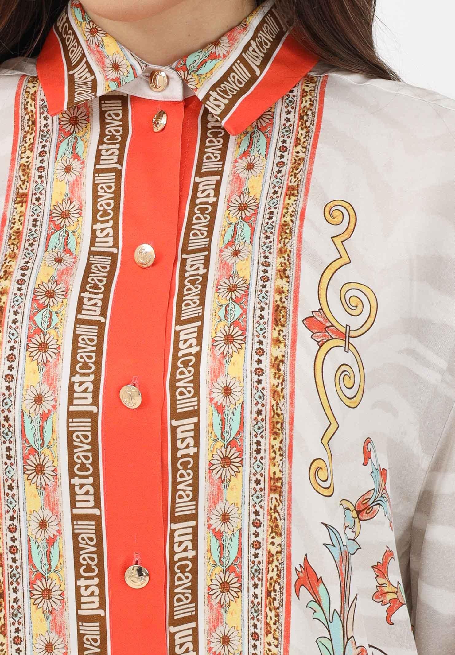 JUST CAVALLI Camicia a manica lunga avorio da donna con fantasia 80PAL2P6NS843 MC3 JUST CAVALLI 