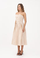 ELISABETTA FRANCHI Abito midi beige da donna con ricami floreali 3D AB94262E2 045 ELISABETTA FRANCHI 