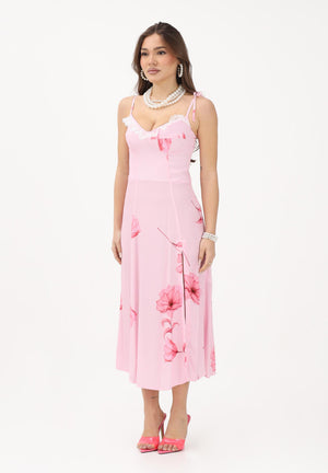 MAR DE MARGARITAS Abito midi Priscilla rosa da donna con stampa floreale MMABW01538 RO80 Mar de margaritas 