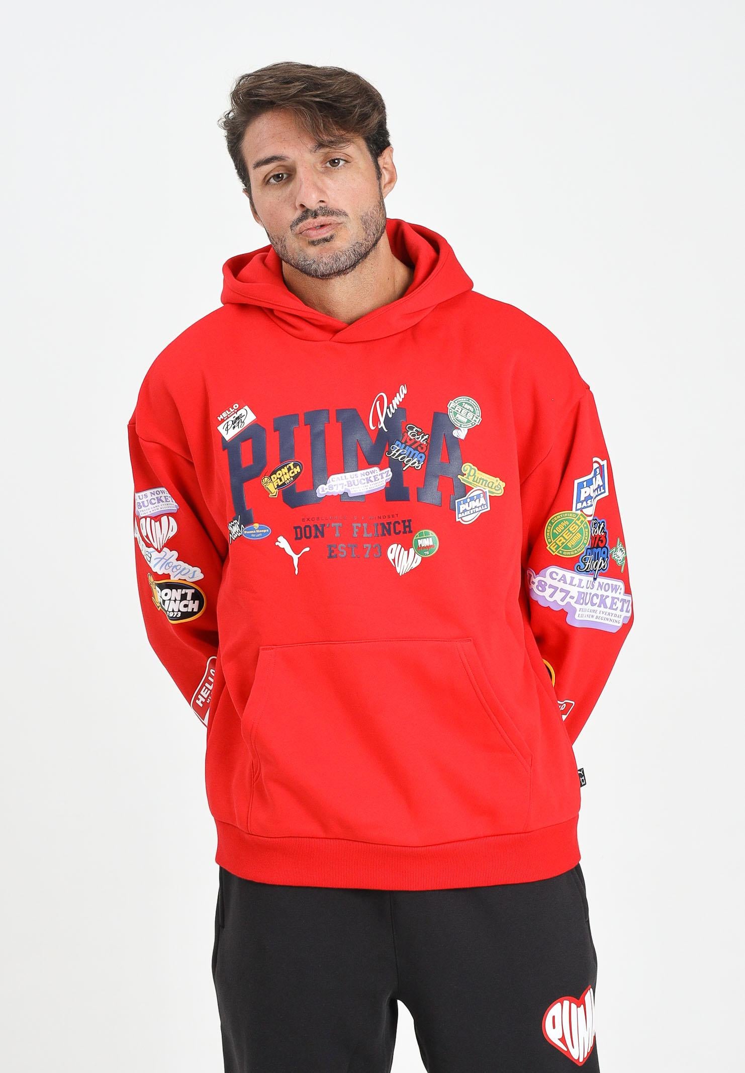PUMA Felpa con cappuccio HooperHotline rossa da uomo 632827 01 PUMA 