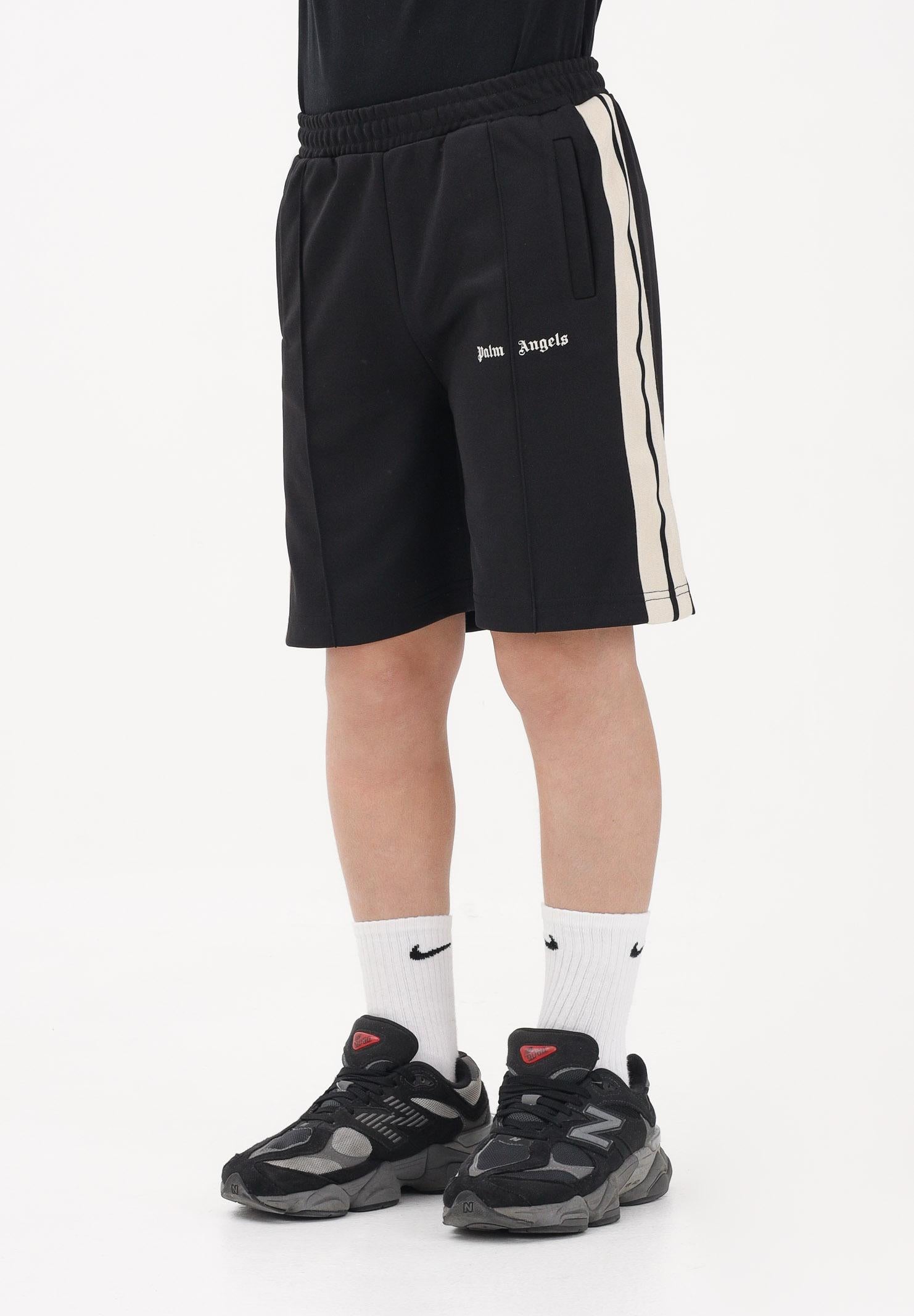 PALM ANGELS Shorts sportivo nero per donna, ragazzi e bambini con logo PBCL001S26FAB001 110 PALM ANGELS 