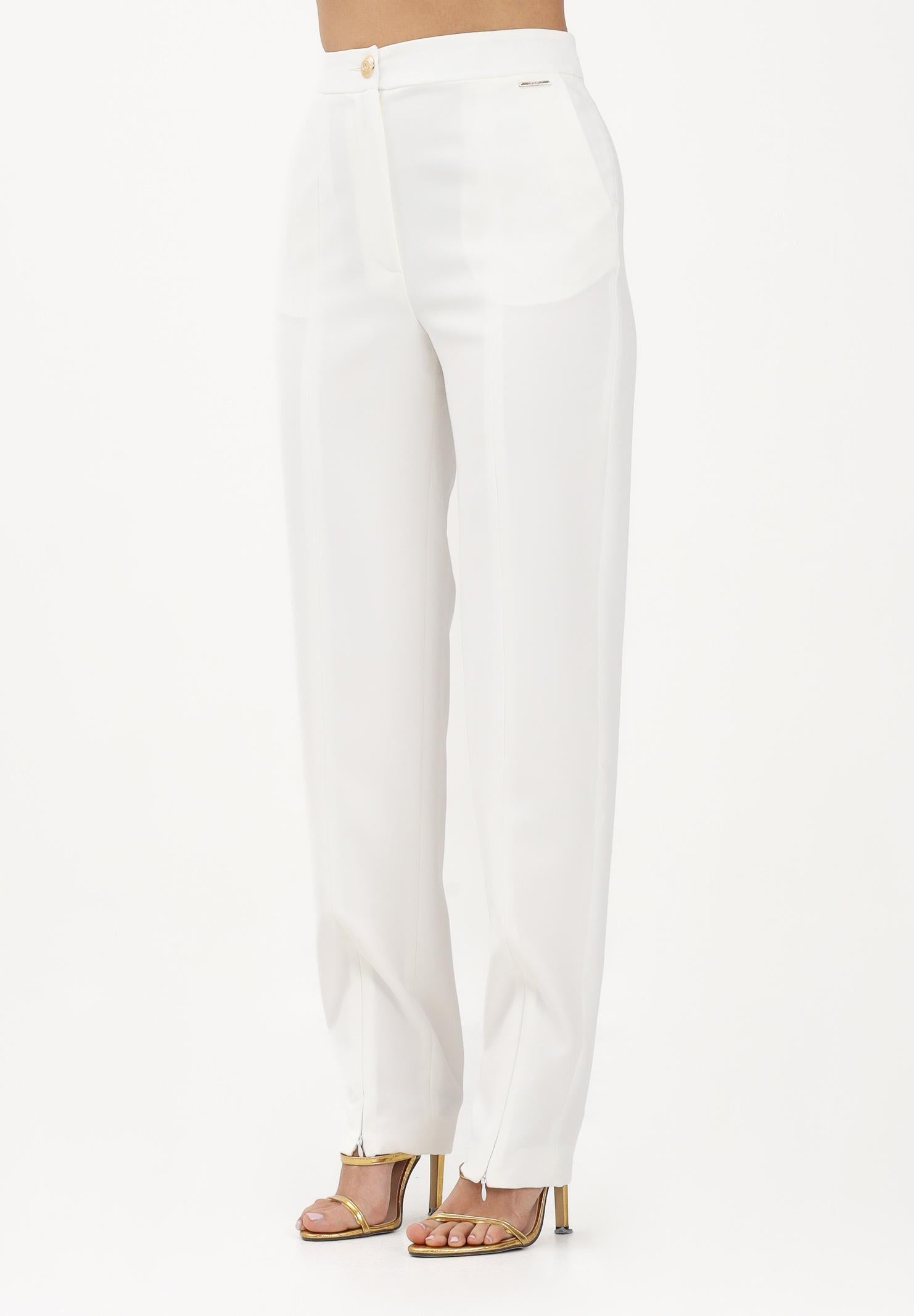 JUST CAVALLI Pantalone elegante bianco da donna con spacchi sul fondo 80PAA104N0450 004 JUST CAVALLI 