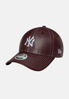 NEW ERA Cappello con visiera 9FORTY New York Yankees MLB Topstitch in ecopelle bordeaux per uomo e donna 60691322  NEW ERA 