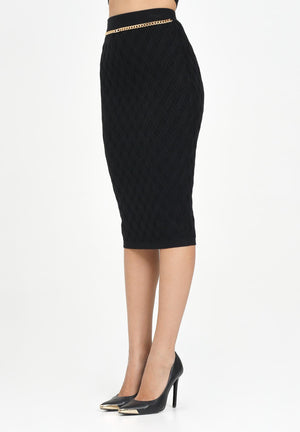 ELISABETTA FRANCHI Gonna midi in maglia nera da donna GK20B56E2 110 ELISABETTA FRANCHI 