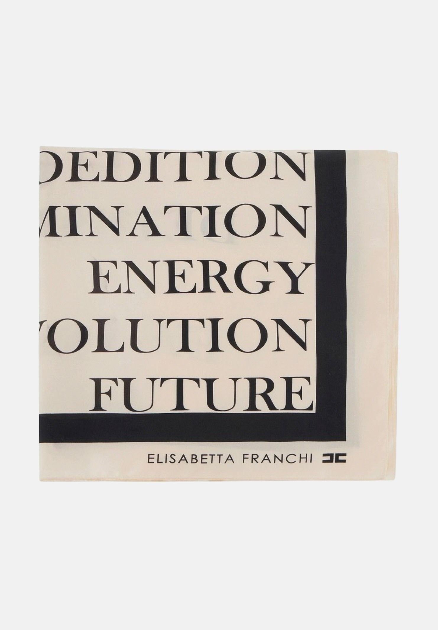 ELISABETTA FRANCHI Foulard burro e nero da donna con stampa lettering FO19F61E2 E84 ELISABETTA FRANCHI 