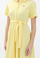 LACOSTE Abito midi giallo da donna in mini piqué EF9621 107 LACOSTE 