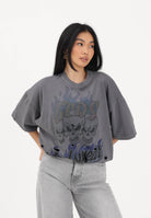 GCDS T-shirt a manica corta grigia per uomo e donna con stampa C1MWQC058J079 968L GCDS 