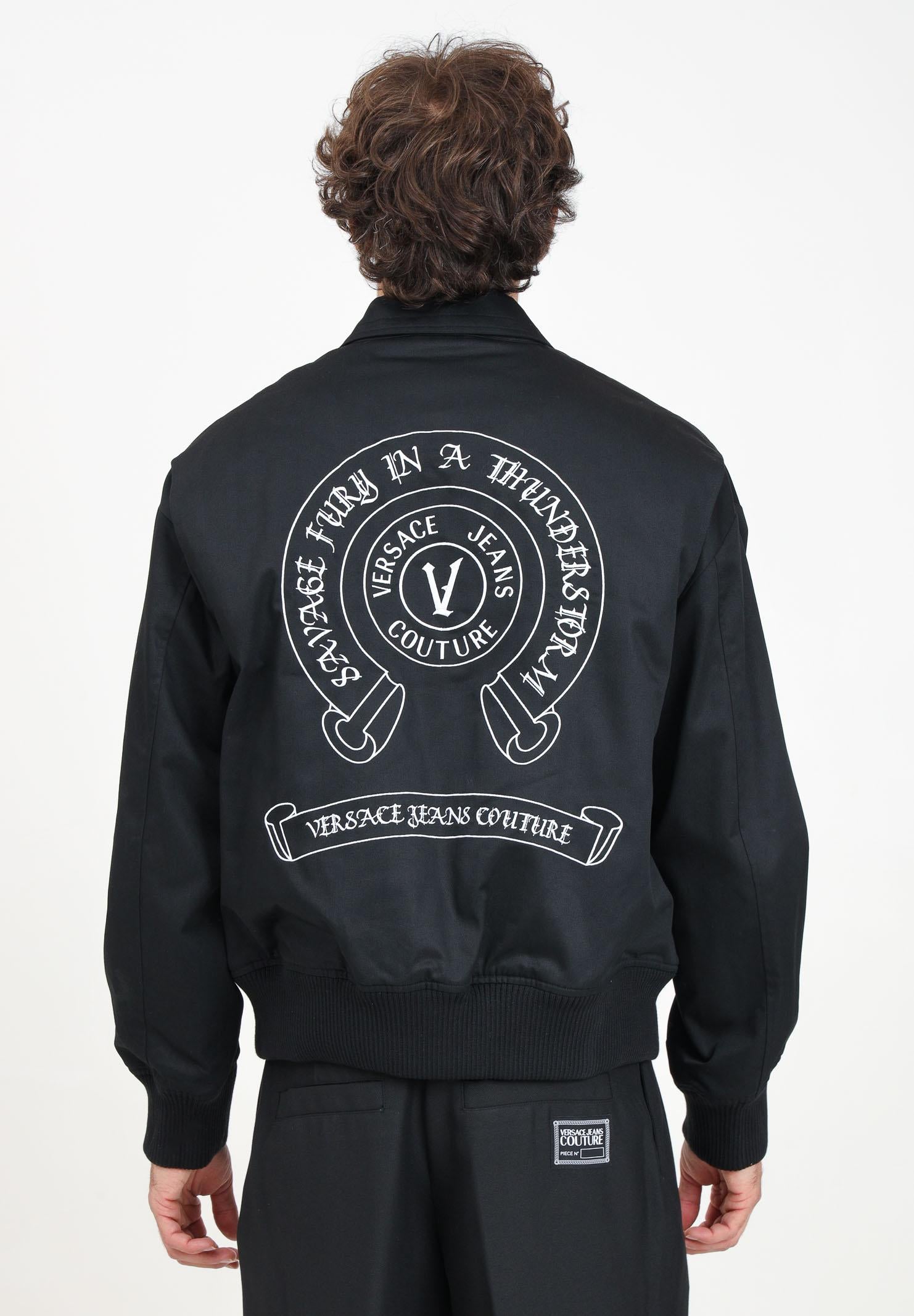 Giubbotto nero da uomo con smanicato rimovibile 77GASD19CN01D 899 VERSACE JEANS COUTURE 