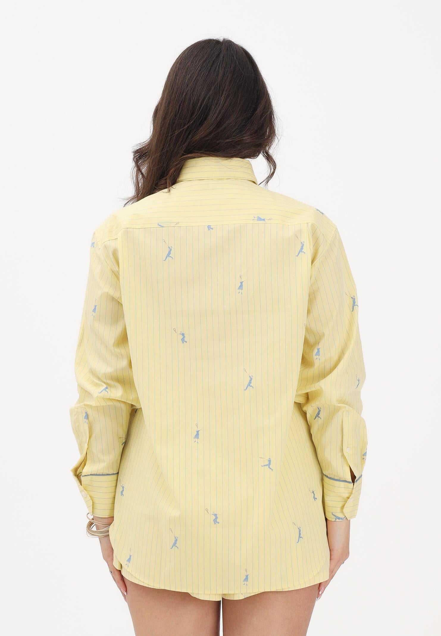 LACOSTE Camicia a manica lunga gialla da donna con motivi jacquard CF0586 2IA LACOSTE 
