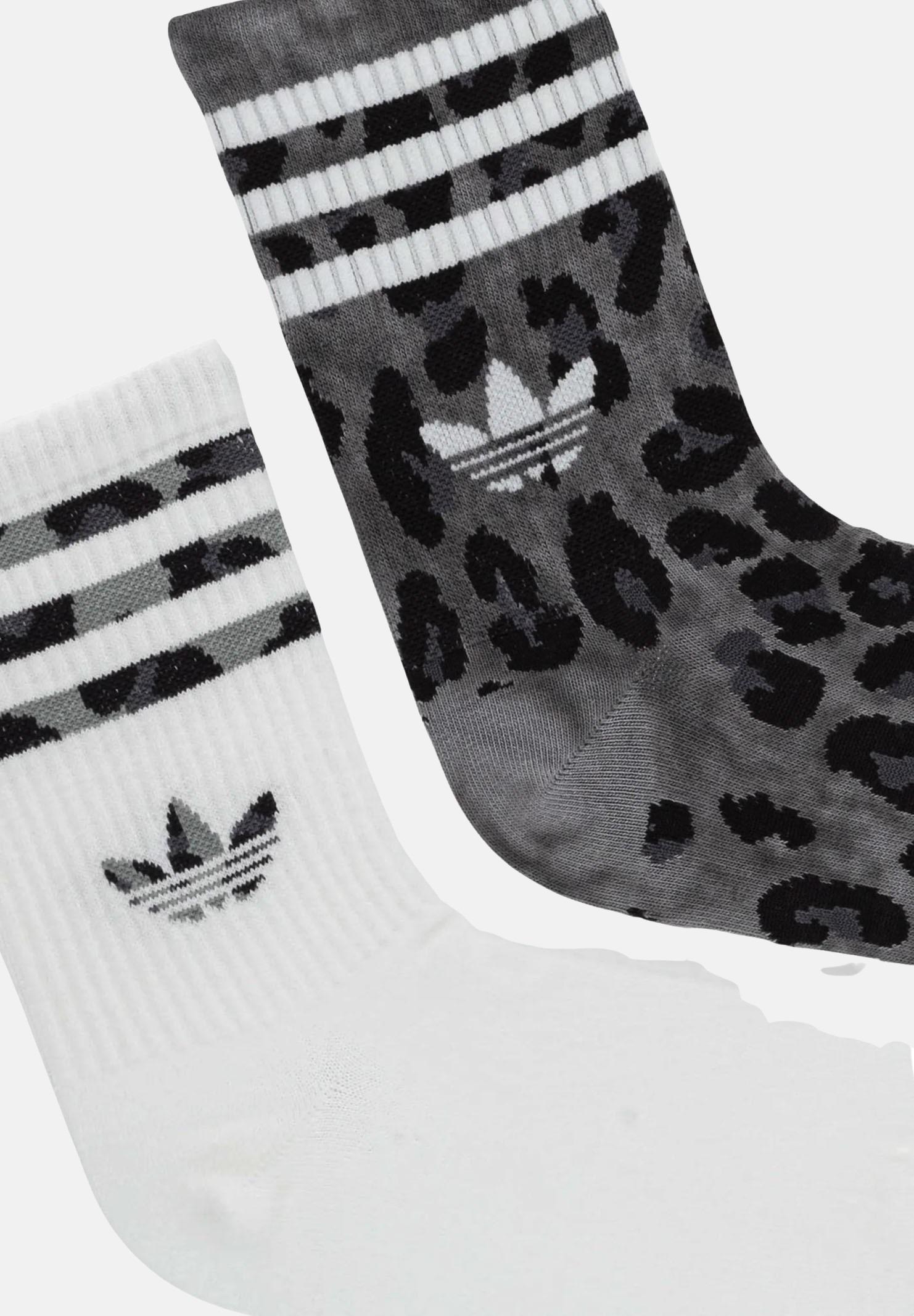 ADIDAS ORIGINALS Set di calzini Leopard (2 paia) bianchi e grigi da donna JW8010  ADIDAS ORIGINALS 
