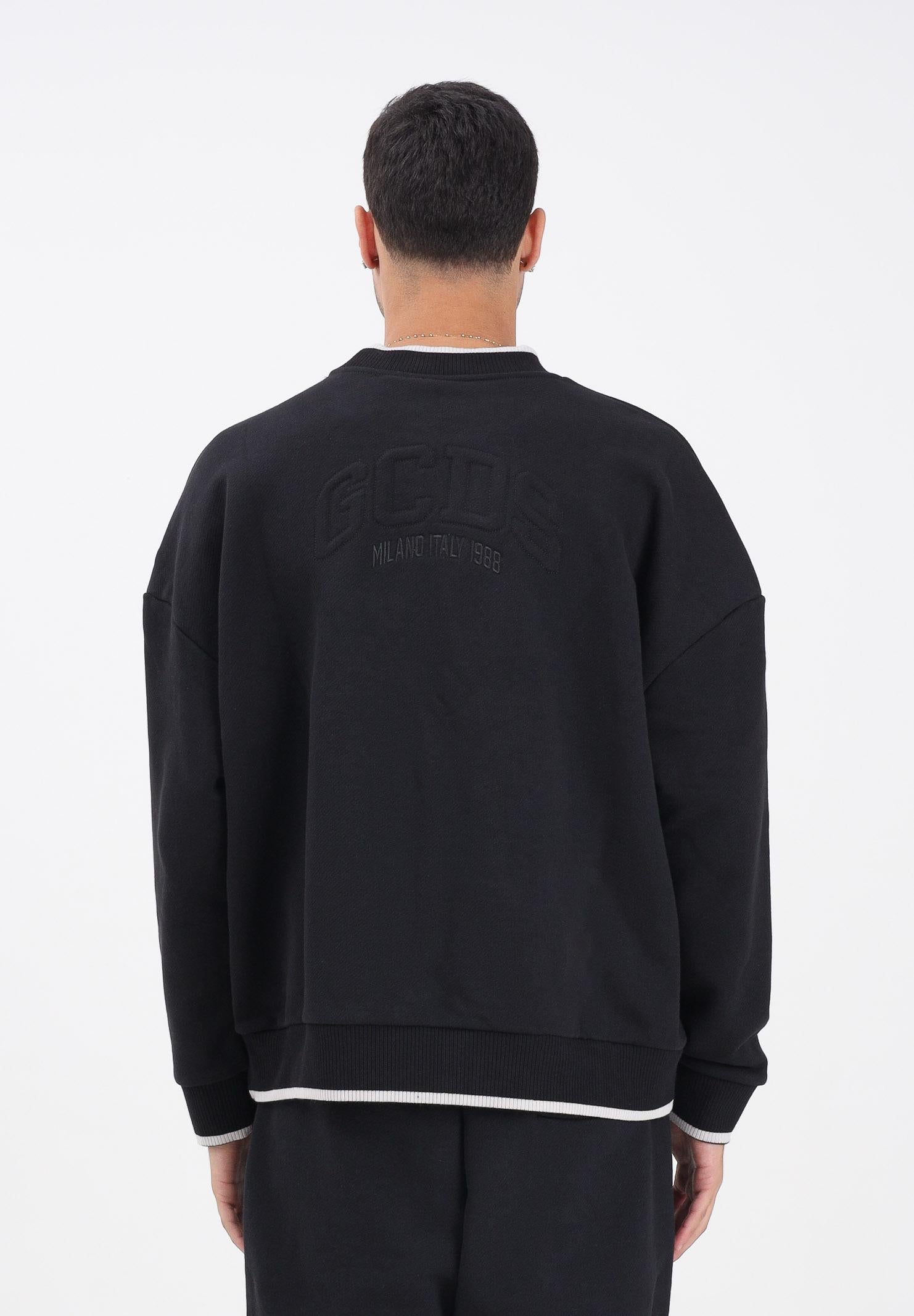 GCDS Felpa girocollo nera per uomo e donna con logo impresso B2EM1503JD1 99 GCDS 