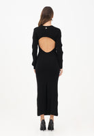 AKEP Abito lungo nero da donna con dettaglio fori su maniche VSKD11034 V3 AKEP 
