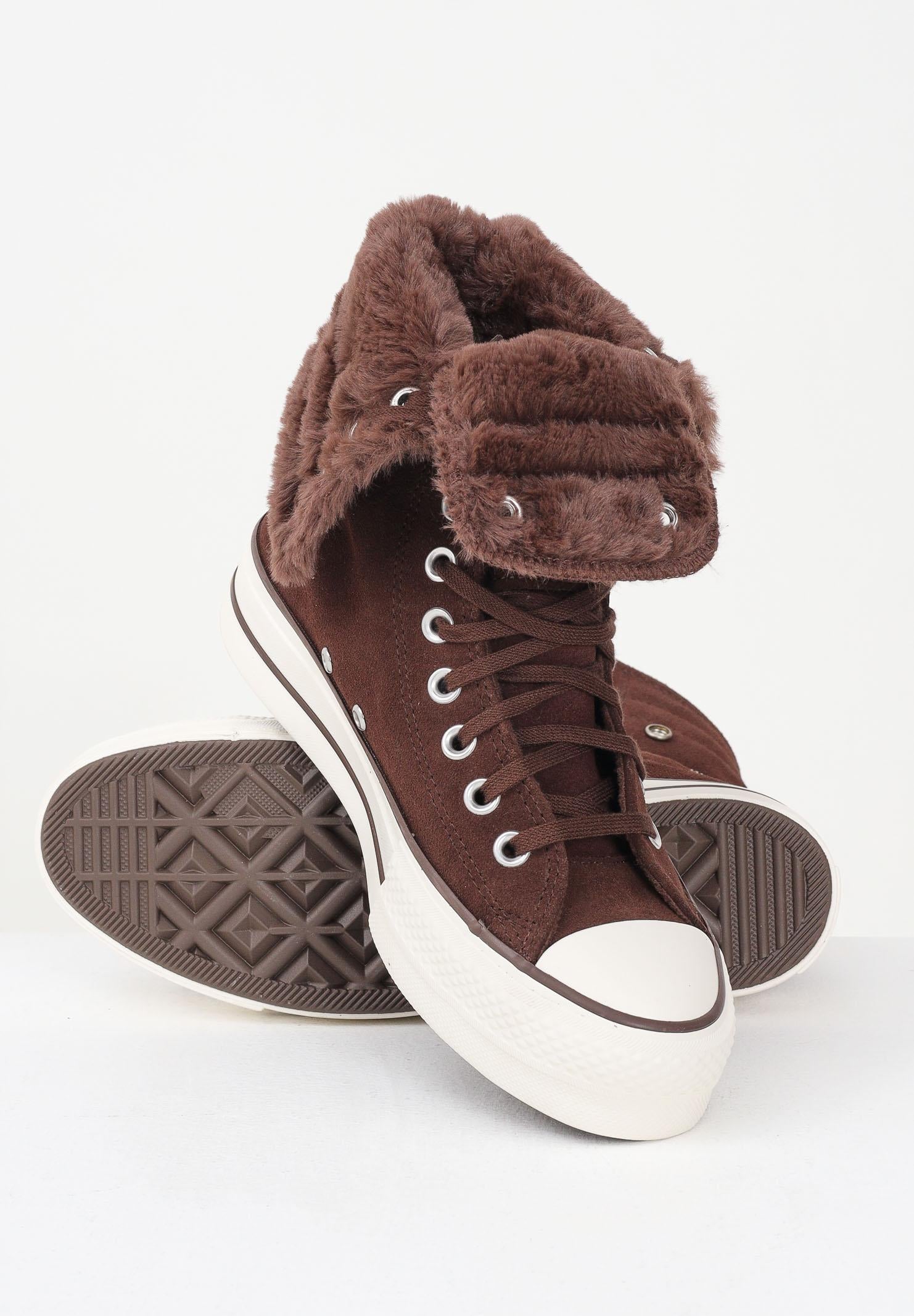 CONVERSE Sneakers Chuck Taylor All Star Fold-Over Lift Platform XHi Faux Fur marroni da donna A15230C . CONVERSE 