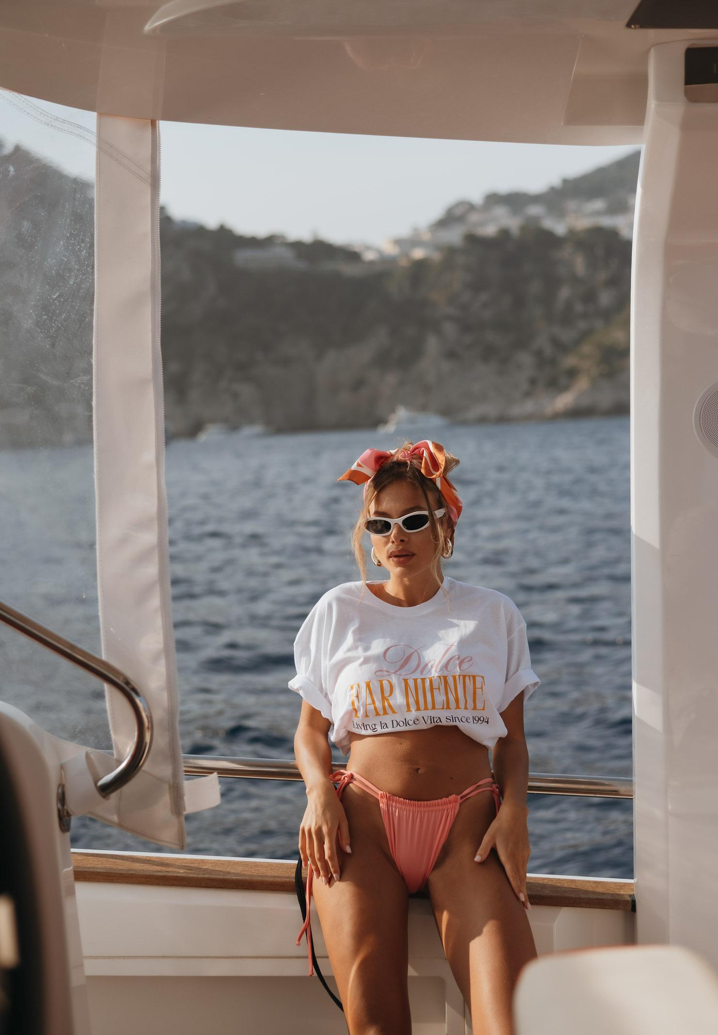 SANTAS T-shirt a manica corta bianca da donna con stampa DOLCEFARNIENTE BIANCO SANTAS 