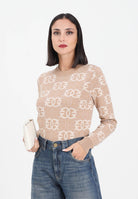 PINKO Maglioncino girocollo beige da donna con logo Love Birds 106041A2YD C4Z PINKO 
