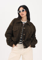 VICOLO Giubbotto in pelle scamosciata verde militare da donna TAB0171 ABU19 VICOLO 