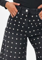 AKEP Bermuda in denim nero da donna con borchie BMKD11102 V1 AKEP 