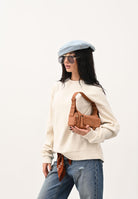 DSQUARED2 Felpa girocollo panna per donna, ragazzi e bambini in velluto a coste DQ2999D0AE3 DQ102 DSQUARED2 